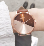 SOXY Minimalist Horloge voor Dames - Leren bandje - Anoloog Kwarts Uurwerk voor Vrouwen Goud