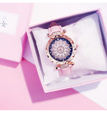 Stuff Certified® Starry Sky Watch Ladies - Luxury Anologue Quartz Movement for Women Pink