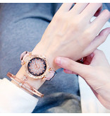 Stuff Certified® Starry Sky Horloge Dames - Luxe Anoloog Kwarts Uurwerk voor Vrouwen Roze