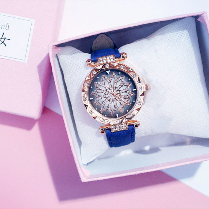 Starry Sky Horloge Dames - Luxe Anoloog Kwarts Uurwerk voor Vrouwen Blauw