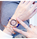 Stuff Certified® Starry Sky Watch Ladies - Mouvement à quartz de luxe Anologue pour femme bleu