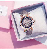 Stuff Certified® Starry Sky Horloge Dames - Luxe Anoloog Kwarts Uurwerk voor Vrouwen Grijs