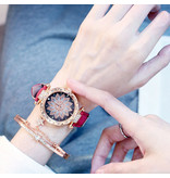 Stuff Certified® Starry Sky Horloge Dames - Luxe Anoloog Kwarts Uurwerk voor Vrouwen Bruin