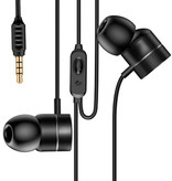 Baseus Oordopjes met Microfoon en One Button Control - 3.5mm AUX Oortjes Wired Earphones Oortelefoon Zwart