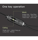 Baseus Oordopjes met Microfoon en One Button Control - 3.5mm AUX Oortjes Wired Earphones Oortelefoon Zwart