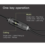 Baseus Oordopjes met Microfoon en One Button Control - 3.5mm AUX Oortjes Wired Earphones Oortelefoon Zilver