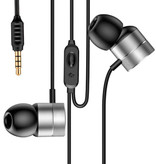 Baseus Słuchawki z mikrofonem i sterowaniem jednym przyciskiem - słuchawki 3,5 mm AUX Słuchawki przewodowe Słuchawki srebrne
