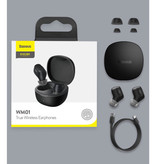 Baseus Encok WM01 Draadloze Oortjes - Touch Control Oordopjes TWS Bluetooth 5.0 Earphones Earbuds Oortelefoon Paars