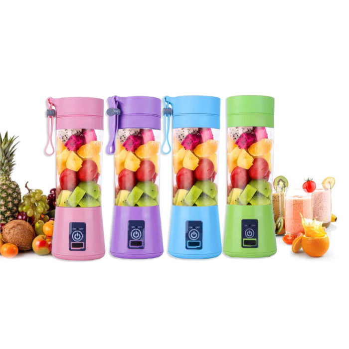 Qihui Frullatore portatile con 6 lame da taglio - Spremiagrumi portatile per frullatore blu
