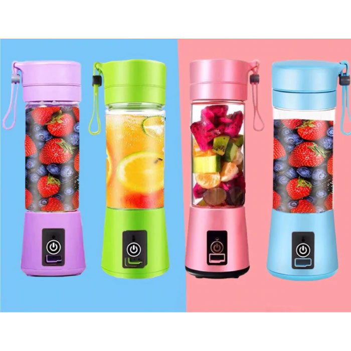 Qihui Frullatore portatile con 6 lame da taglio - Spremiagrumi portatile per frullatore blu