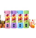 Qihui Tragbarer Mixer mit 6 Fräsklingen - Tragbarer Smoothie Maker Juicer Juice Extractor Pink