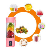 Qihui Tragbarer Mixer mit 6 Fräsklingen - Tragbarer Smoothie Maker Juicer Juice Extractor Pink