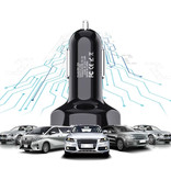 USLION Cargador de coche Quick Charge 3.0 con 4 puertos 48W / 7A - Cargador de coche de cuatro puertos - Negro