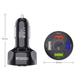 USLION Caricabatteria da auto Quick Charge 3.0 con 4 porte 48W / 7A - Caricabatteria quadruplo - Nero