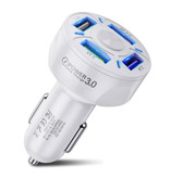 USLION Cargador de coche Quick Charge 3.0 con 4 puertos 48W / 7A - Cargador de coche de cuatro puertos - Blanco