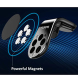 FLOVEME Supporto magnetico per telefono da auto con clip per presa d'aria e adesivo magnetico - Supporto per smartphone da cruscotto universale nero