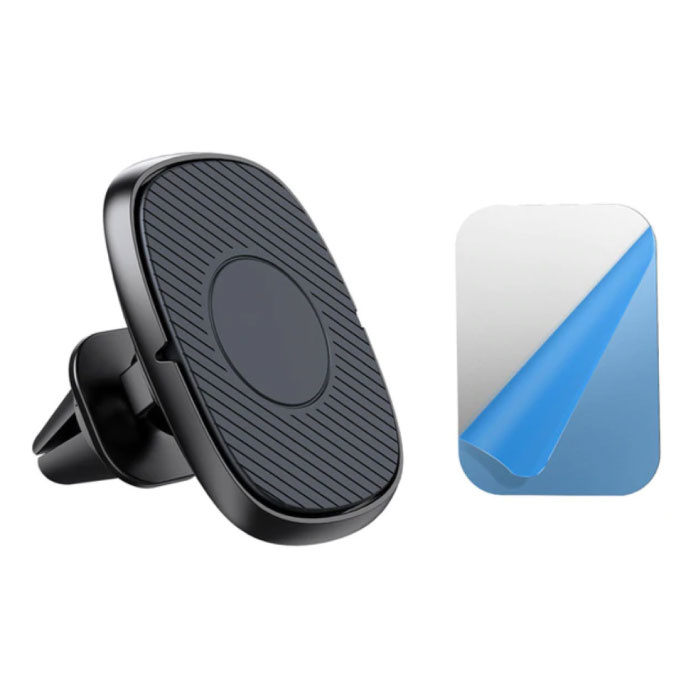 Supporto magnetico per telefono da auto con clip per presa d'aria e adesivo magnetico - Supporto per smartphone da cruscotto universale nero