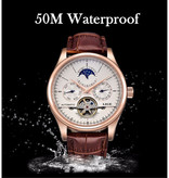 Lige Luxury Watch for Men with Leather Strap - Anologue Mechanical Movement for Men Quartz Silver