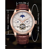 Lige Luxury Watch for Men with Leather Strap - Anologue Mechanical Movement for Men Quartz Silver