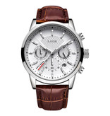 Lige Luxury Watch for Men with Leather Strap - Anologue Mechanical Movement for Men Quartz Silver