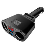 OLNYLO 2-Weg Sigarettenaansteker Splitser Plug met 2 USB Poorten 45W / 3.1A - Verdeelstekker Autolader Splitter Dual Port Carcharger - Zwart