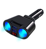 OLNYLO 2-Way Cigarette Lighter Splitter Plug with 2 USB Ports 45W / 3.1A - Power Distribution Plug Car Charger Splitter Dual Port Carcharger - Black