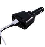 OLNYLO Spina splitter per accendisigari a 2 vie con 2 porte USB 45W / 3.1A - Spina di distribuzione dell'alimentazione Splitter per caricabatteria da auto Caricabatteria a doppia porta - Nero