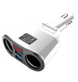 OLNYLO 2-Weg Sigarettenaansteker Splitser Plug met 2 USB Poorten 45W / 3.1A - Verdeelstekker Autolader Splitter Dual Port Carcharger - Wit