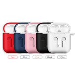 Stuff Certified® Kit 6 in 1 per AirPods 1/2 Nero - Custodia / Cinghia anti-smarrimento / Moschettone / Custodia / Cinghia per il trasporto / 2x Coperchio antipolvere