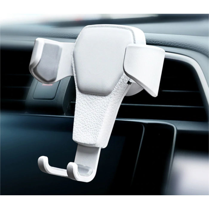 Universal Phone Holder Car with Air Grille Clip - Gravity Dashboard Smartphone Holder White