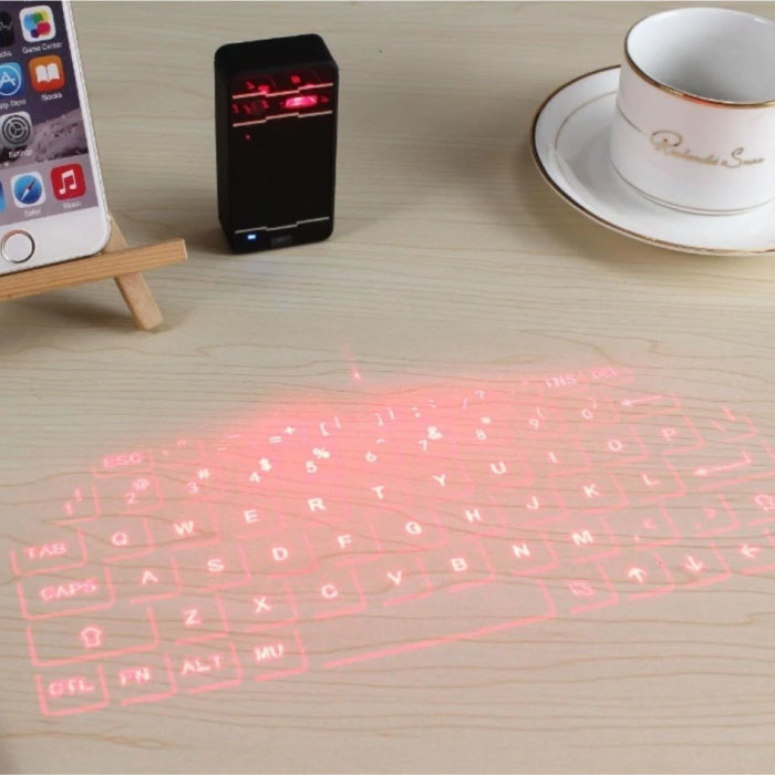 Mini clavier laser sans fil - Projection de LED de clavier virtuel portable de poche pour Windows, IOS, Mac OS X et Android noir