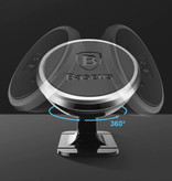 Baseus 360 ° magnetyczny uchwyt na telefon samochodowy ze stojakiem na deskę rozdzielczą i naklejką magnetyczną - uniwersalny uchwyt do smartfona srebrny