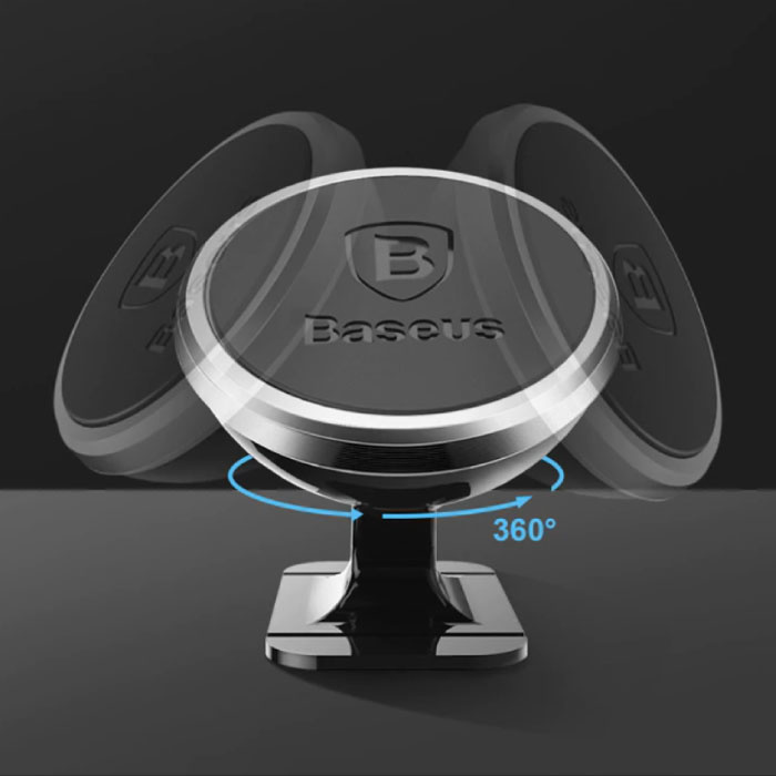 Baseus Support de téléphone magnétique 360 ° pour voiture avec support de tableau de bord et autocollant magnétique - Support de montage universel pour smartphone doré