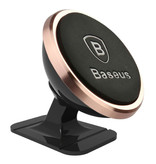 Baseus Soporte magnético para teléfono de 360 ° para automóvil con soporte para tablero y adhesivo magnético - Soporte universal para teléfono inteligente dorado