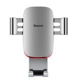 Baseus Support Téléphone Universel Voiture avec Clip Grille Air - Support Smartphone Gravity Dashboard Argent
