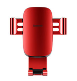 Baseus Support de téléphone universel pour voiture avec clip d'aération - Support pour smartphone Gravity Dashboard Rouge
