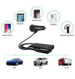 XEDAIN Quick Charge 3.0 Car Charger with Extension Cable and 4 Ports 30W / 3.1A - Quad Port Carcharger Extension Cable - Black