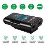 XEDAIN Cargador para automóvil Quick Charge 3.0 con cable de extensión y 4 puertos 30W / 3.1A - Cable de extensión para cargador de automóvil de cuatro puertos - Blanco