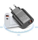 USLION 2-Port USB-Ladegerät - 36W PD Schnellladung / Schnellladung 3.0 - Netzstecker Ladegerät Wallcharger AC Home Ladegerät Adapter Schwarz