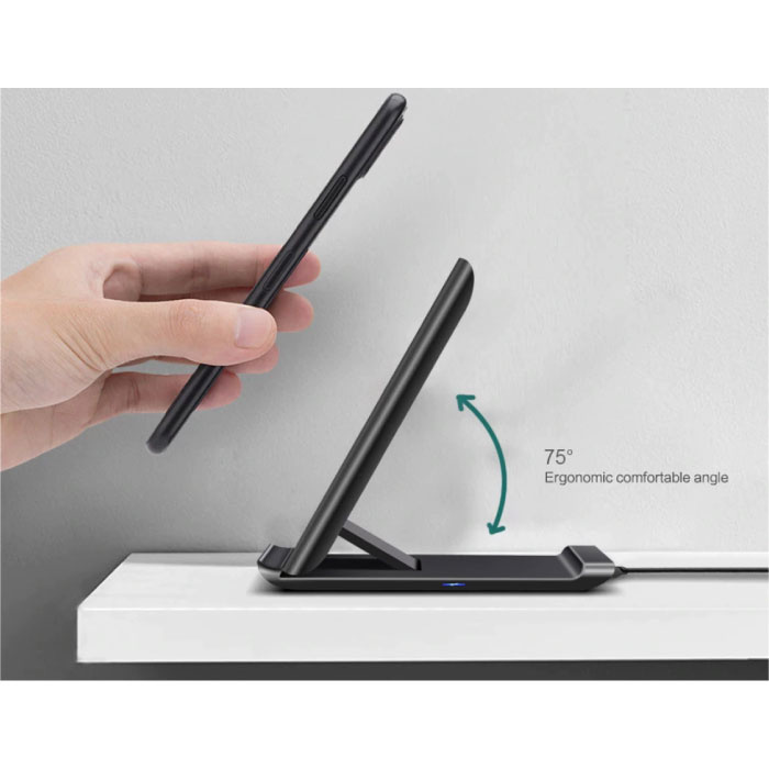 FDGAO Qi Draadloze Oplader Bureau Standaard 15W - Type C Universeel Telefoonhouder Wireless Charging Pad Zwart