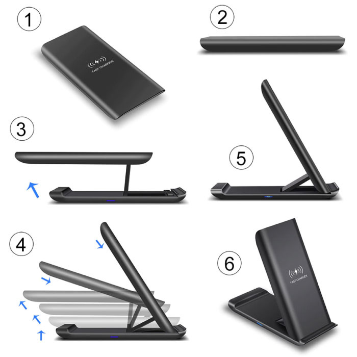 FDGAO Qi Draadloze Oplader Bureau Standaard 15W - Type C Universeel Telefoonhouder Wireless Charging Pad Zwart