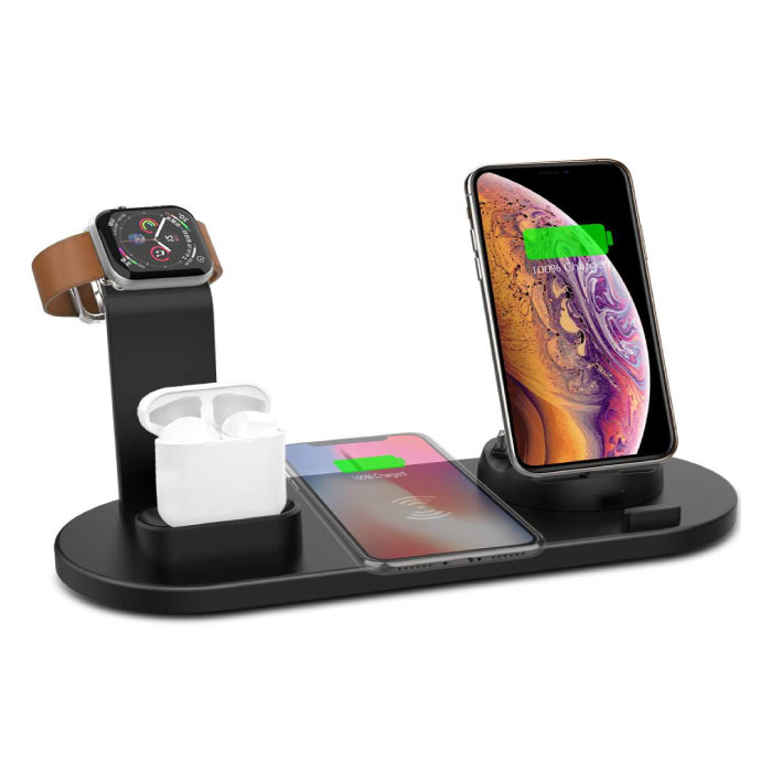 Stazione di ricarica 4 in 1 per Apple iPhone / iWatch / AirPods - Dock di ricarica Tappetino wireless da 10 W nero