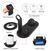 FDGAO Estación de carga 4 en 1 para Apple iPhone / iWatch / AirPods - Base de carga 10W Wireless Pad Negro