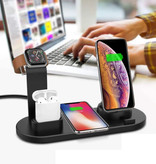 FDGAO Estación de carga 4 en 1 para Apple iPhone / iWatch / AirPods - Base de carga 10W Wireless Pad Negro