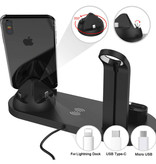 FDGAO Stacja ładująca 4 w 1 do Apple iPhone / iWatch / AirPods - Stacja ładująca 10W Wireless Pad Czarna