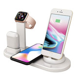 FDGAO Stazione di ricarica 4 in 1 per Apple iPhone / iWatch / AirPods - Dock di ricarica Tappetino wireless da 10 W bianco