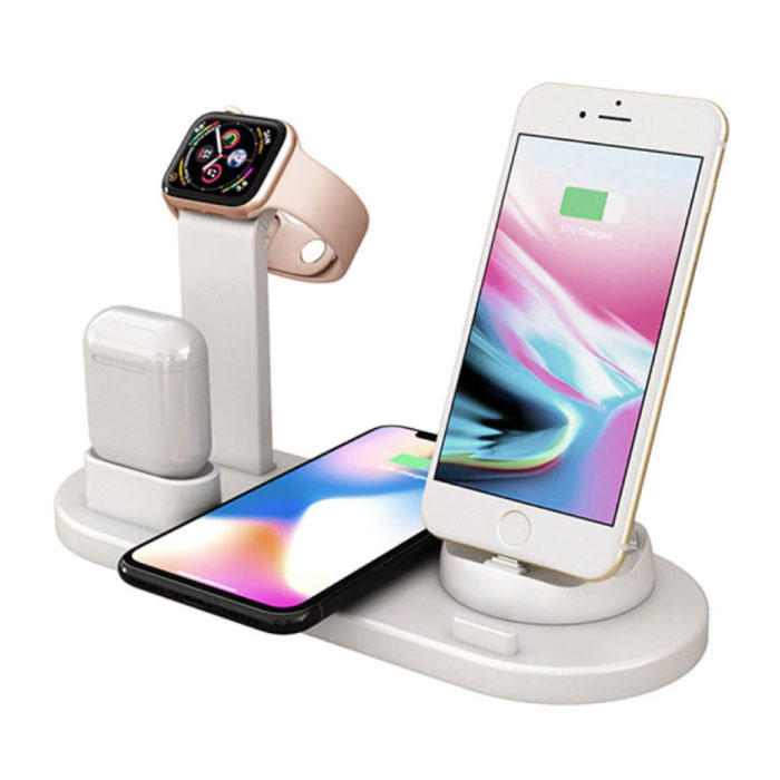 Stacja ładująca 4 w 1 do Apple iPhone / iWatch / AirPods - Stacja ładująca 10W Bezprzewodowa podkładka biała