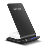 FDGAO Supporto da tavolo / caricatore wireless Qi 15W - Supporto per telefono universale tipo C Supporto da tavolo per ricarica wireless standard nero