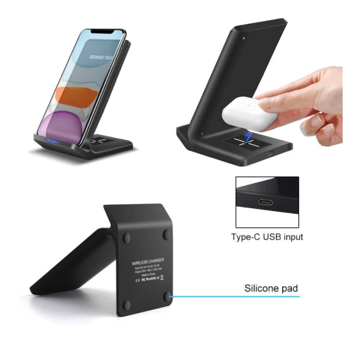 Supporto Di Ricarica Wireless Rapida 15W Certificato Qi – Universale Per IPhone 16/15/14/13/12, Android E Auricolari, Con Indicatore LED