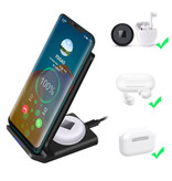 FDGAO Qi Desk Stand / Draadloze Oplader 15W - Type C Universeel Telefoonhouder Wireless Charging  Bureau Standaard Pad Zwart